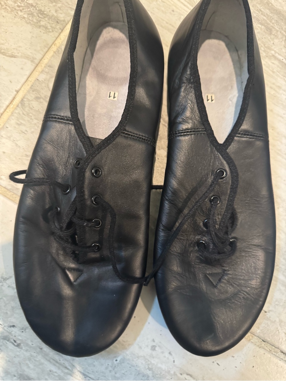 Unisex Black Leather Lace-Up Dance Shoes Men’s Size 9/ Women’s 11